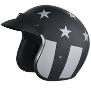Daytona Helmets DOT Approved Daytona Cruiser Open Face Motorcycle Helmet - Men, Women & Youth - With Visor & Graphics - W/ Captain America Stealth