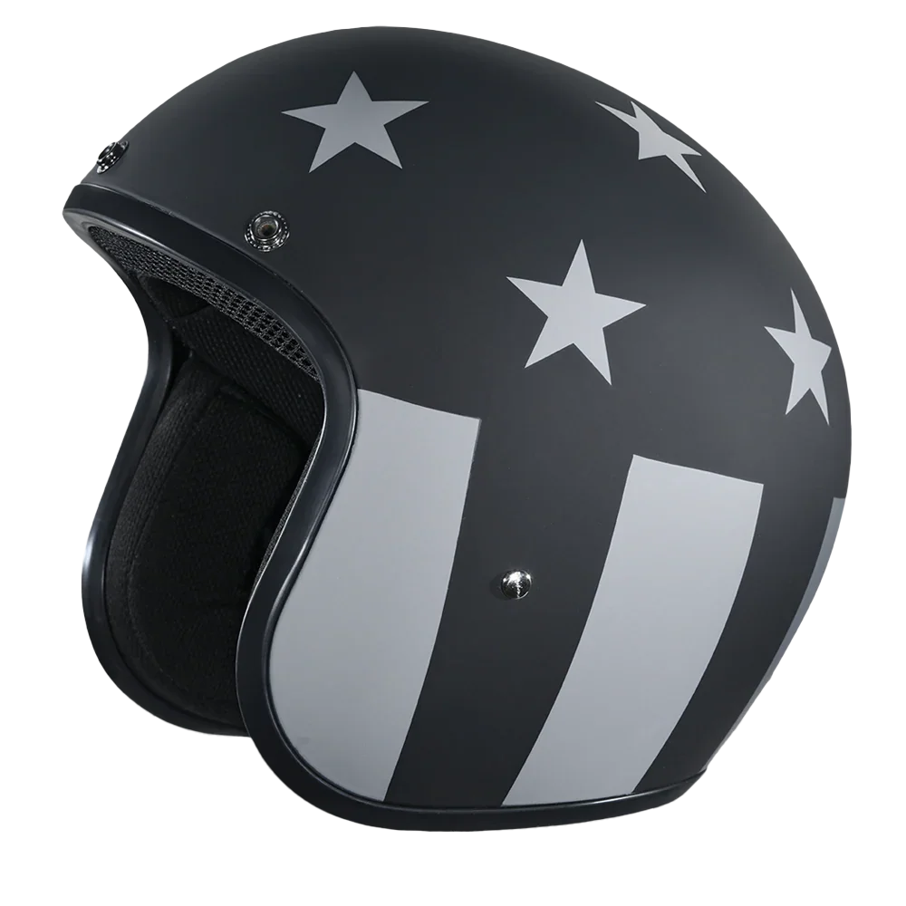 Daytona Helmets DOT Approved Daytona Cruiser Open Face Motorcycle Helmet - Men, Women & Youth - With Visor & Graphics - W/ Captain America Stealth
