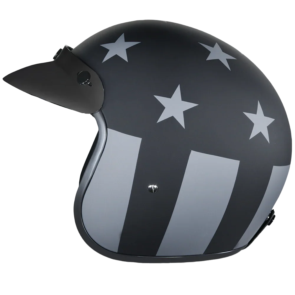 Daytona Helmets DOT Approved Daytona Cruiser Open Face Motorcycle Helmet - Men, Women & Youth - With Visor & Graphics - W/ Captain America Stealth