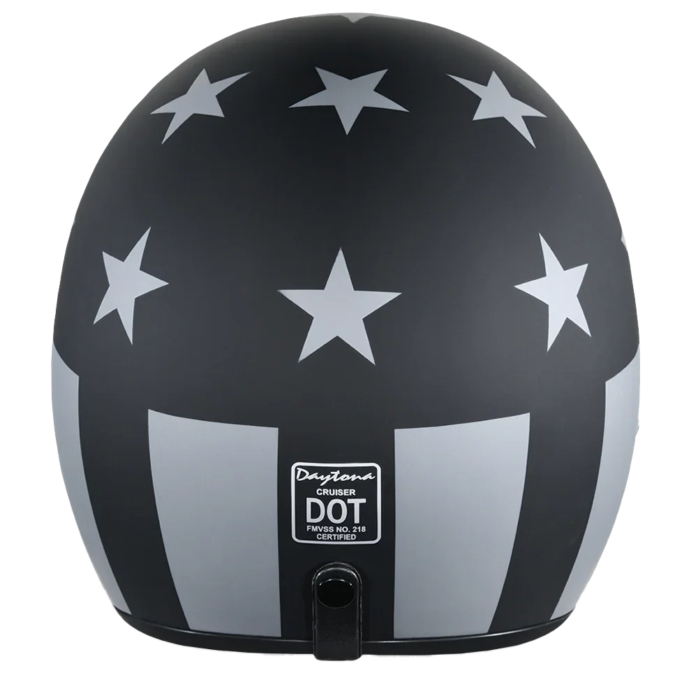Daytona Helmets DOT Approved Daytona Cruiser Open Face Motorcycle Helmet - Men, Women & Youth - With Visor & Graphics - W/ Captain America Stealth