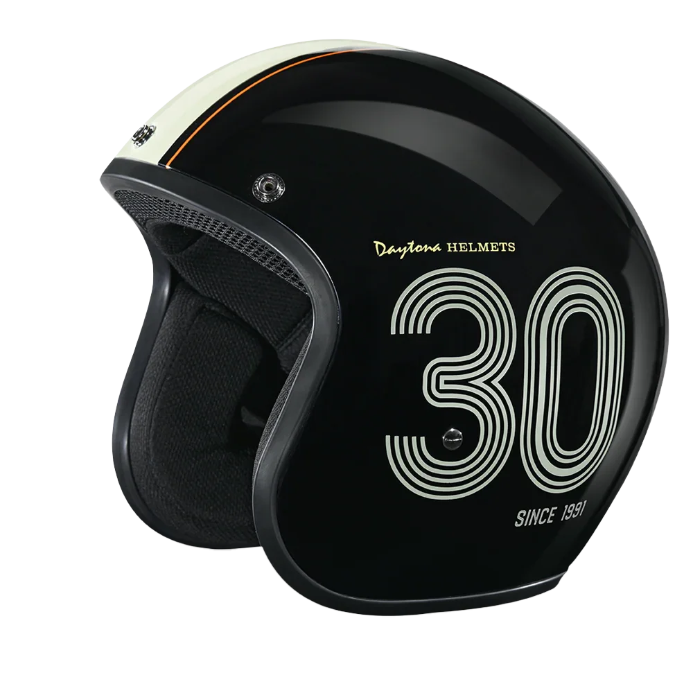 Daytona Helmets DOT Approved Daytona Cruiser Open Face Motorcycle Helmet - Men, Women & Youth - With Visor & Graphics - W/ Daytona 30th