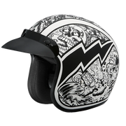 Daytona Helmets DOT Approved Daytona Cruiser Open Face Motorcycle Helmet - Men, Women & Youth - With Visor & Graphics - W/ Graffiti