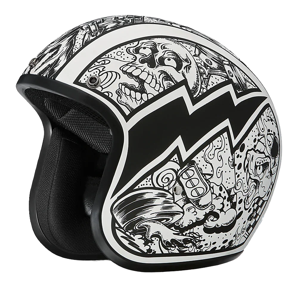 Daytona Helmets DOT Approved Daytona Cruiser Open Face Motorcycle Helmet - Men, Women & Youth - With Visor & Graphics - W/ Graffiti