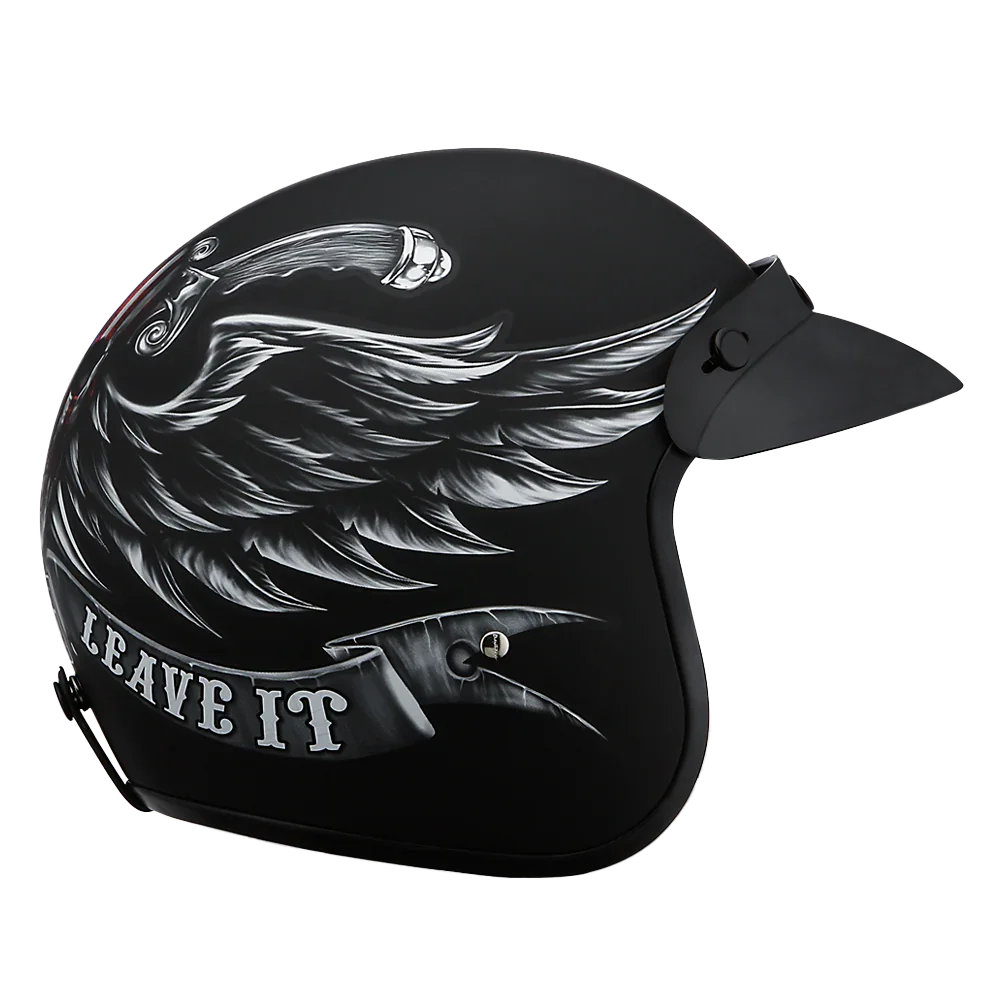 Daytona Helmets DOT Approved Daytona Cruiser Open Face Motorcycle Helmet - Men, Women & Youth - With Visor & Graphics - W/ Love It