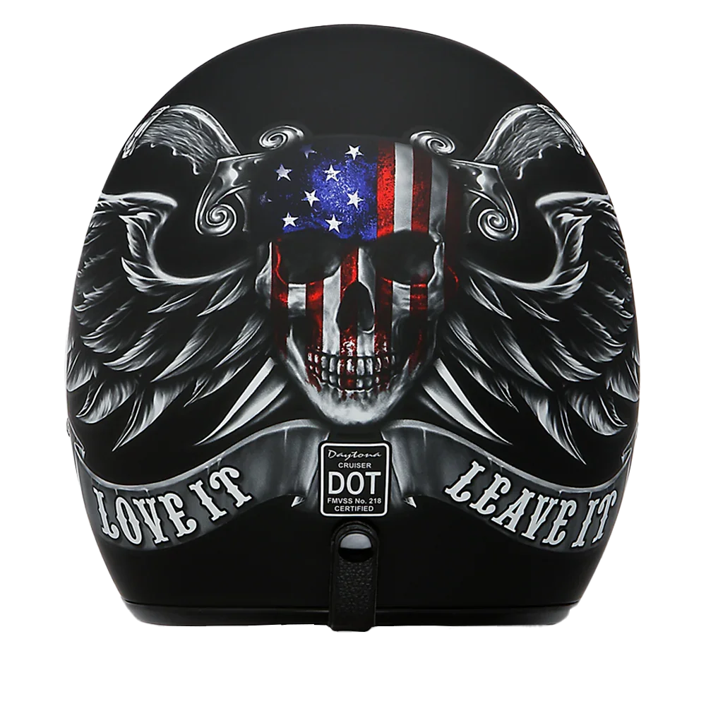 Daytona Helmets DOT Approved Daytona Cruiser Open Face Motorcycle Helmet - Men, Women & Youth - With Visor & Graphics - W/ Love It