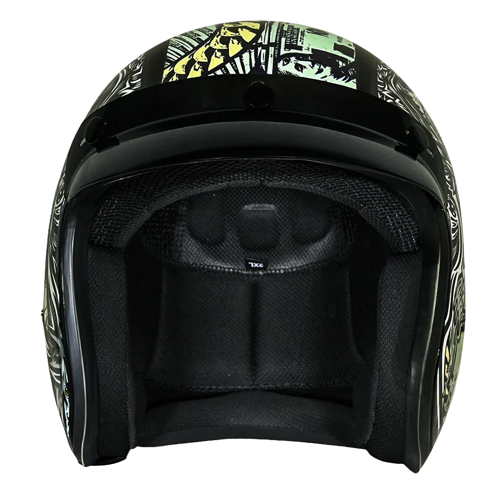 Daytona Cruiser Money Open Face Motorcycle Helmet, L