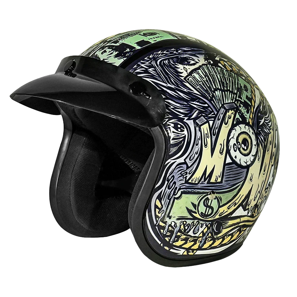 Daytona Cruiser Money Open Face Motorcycle Helmet, L