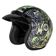Daytona Helmets DOT Approved Daytona Cruiser Open Face Motorcycle Helmet - Men, Women & Youth - With Visor & Graphics - W/ Money