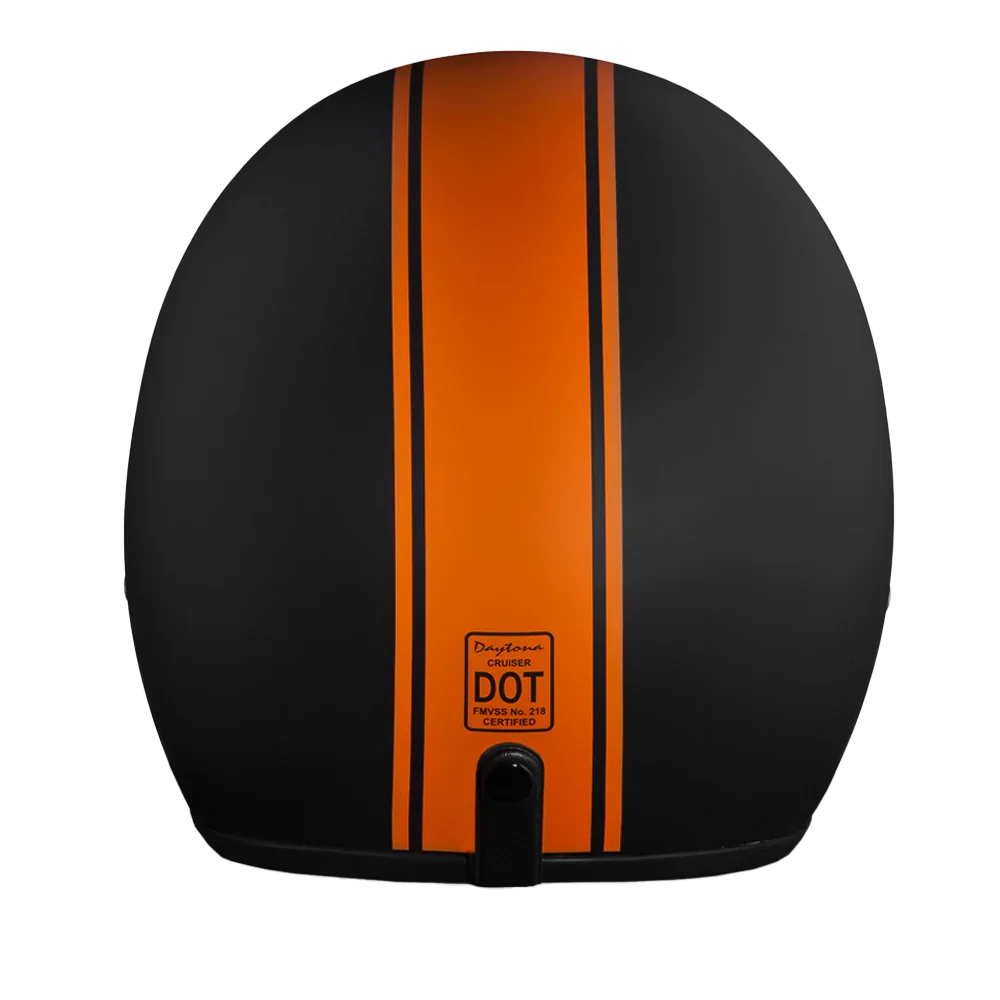 Daytona Helmets DOT Approved Daytona Cruiser Open Face Motorcycle Helmet - Men, Women & Youth - With Visor & Graphics - W/ Orange Pin Stripe