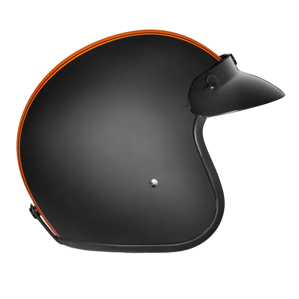 Daytona Helmets DOT Approved Daytona Cruiser Open Face Motorcycle Helmet - Men, Women & Youth - With Visor & Graphics - W/ Orange Pin Stripe
