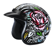 Daytona Helmets DOT Approved Daytona Cruiser Open Face Motorcycle Helmet - Men, Women & Youth - With Visor & Graphics - W/ Tribal
