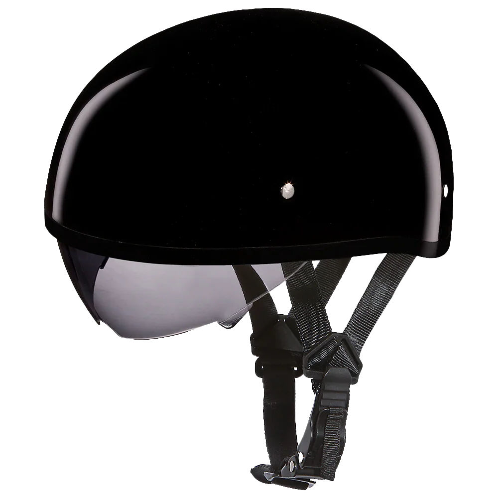 Daytona Helmets D.O.T. Daytona Skull Cap W/ Inner Shield- Hi-Gloss Black