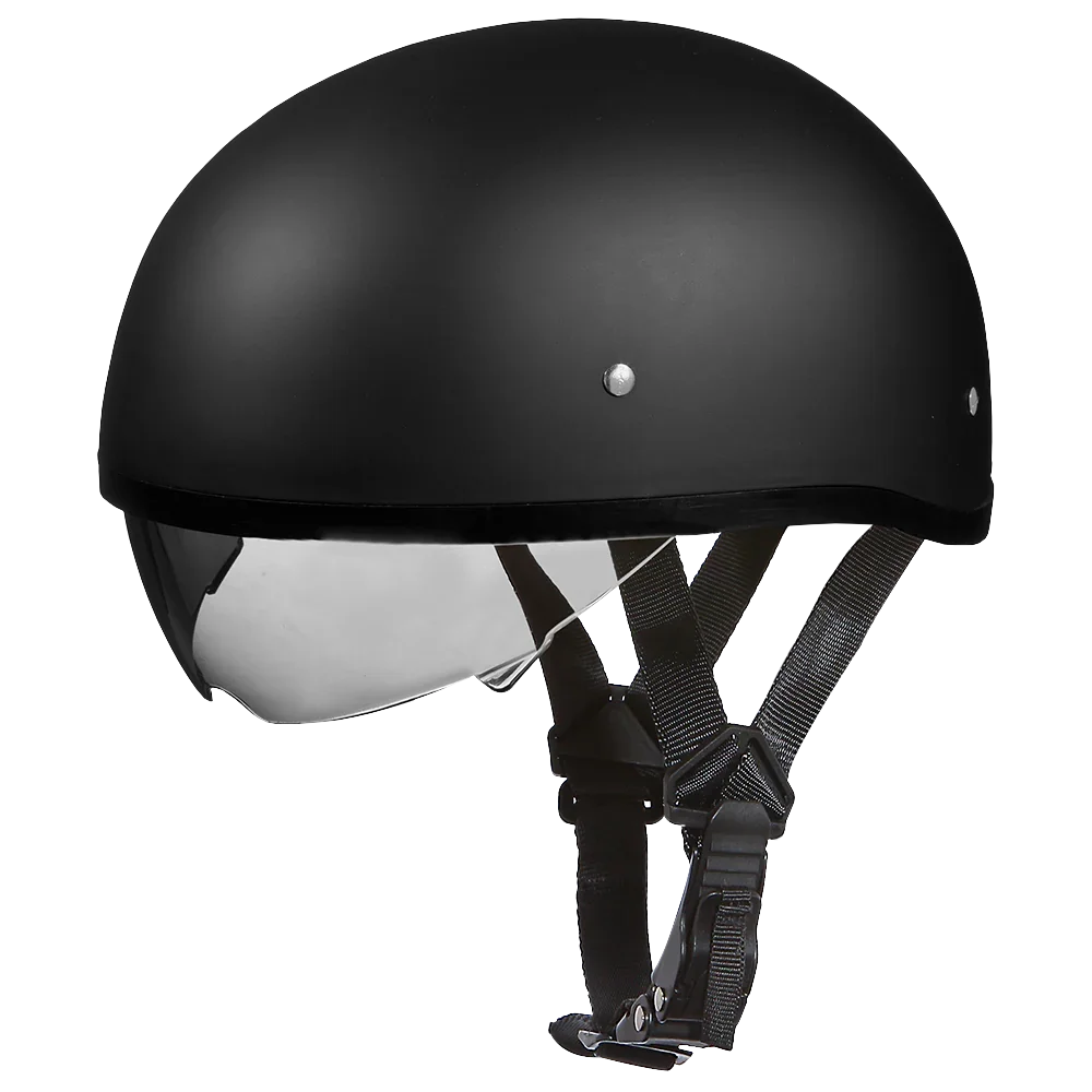 Daytona Helmets D.O.T. Daytona Skull Cap W/ Inner Shield- Dull Black