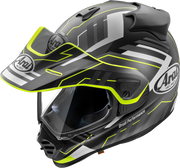 Arai Drudi Performance motorcycle helmet with neon yellow accents and clear visor