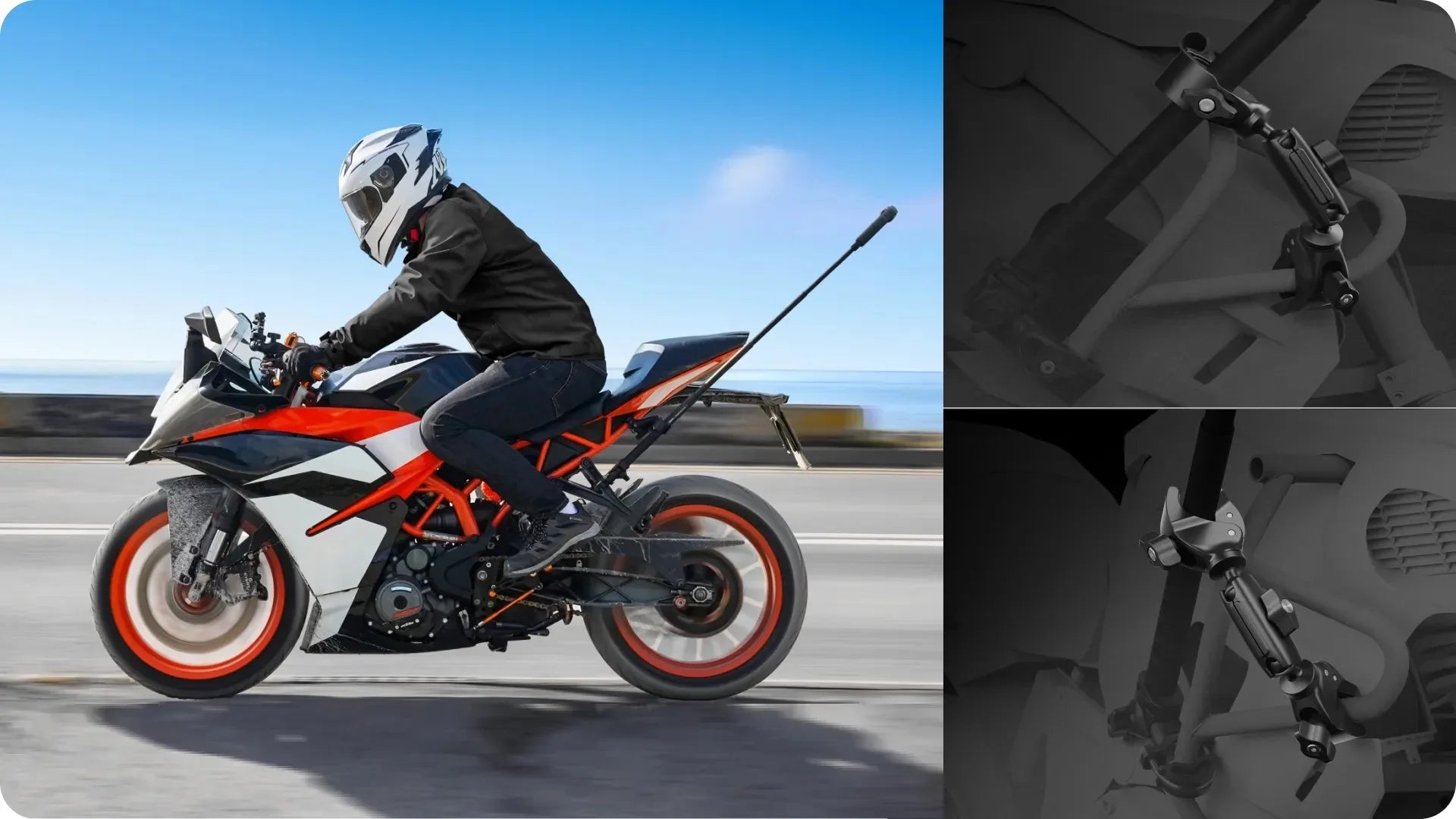 Insta360 Motorcycle Selfie Stick Support Clamp | Stability