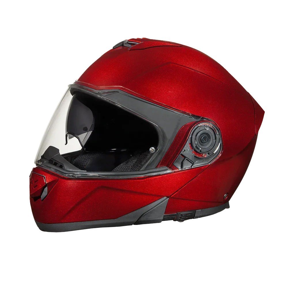 Daytona Helmets Daytona Glide Modular Motorcycle Helmet - DOT Approved, Bluetooth Ready, Dual Visor, Men/Women/Youth - Black Cherry