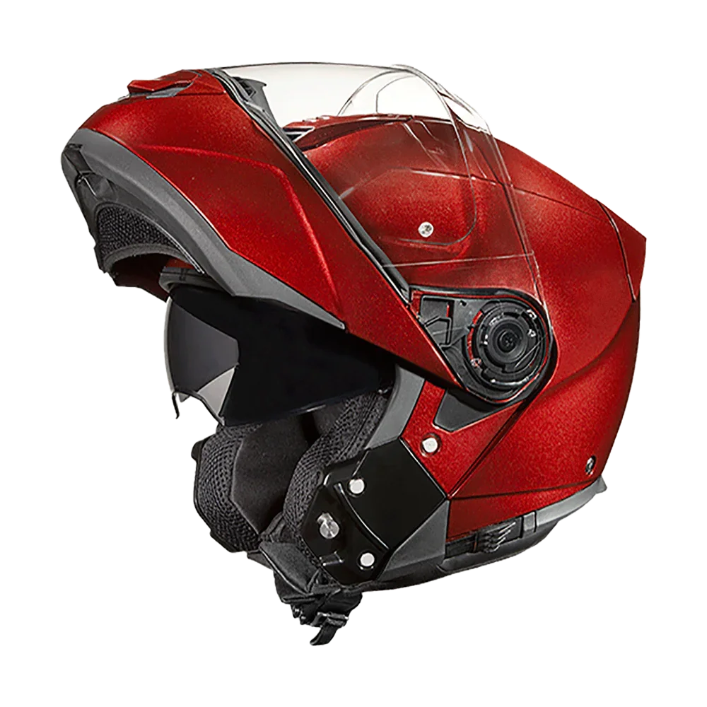 Daytona Helmets Daytona Glide Modular Motorcycle Helmet - DOT Approved, Bluetooth Ready, Dual Visor, Men/Women/Youth - Black Cherry