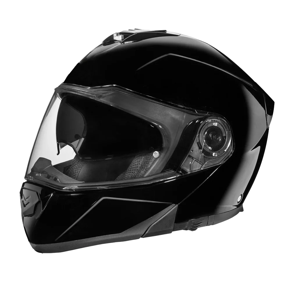 Daytona Helmets Daytona Glide Modular Motorcycle Helmet - DOT Approved, Bluetooth Ready, Dual Visor, Men/Women/Youth - Hi-Gloss Black