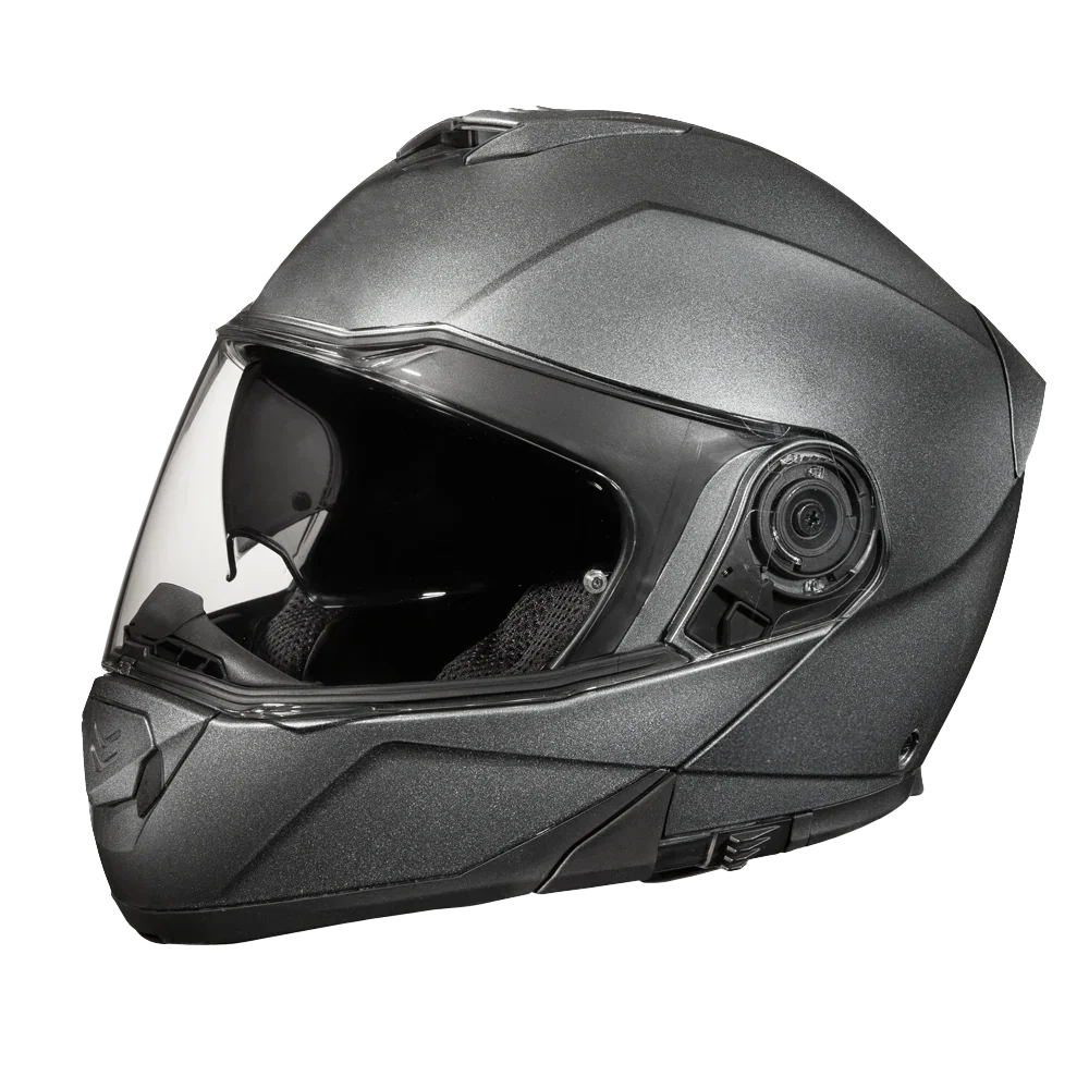 Daytona Helmets Daytona Glide Modular Motorcycle Helmet - DOT Approved, Bluetooth Ready, Dual Visor, Men/Women/Youth - Gun Metal Grey Metallic