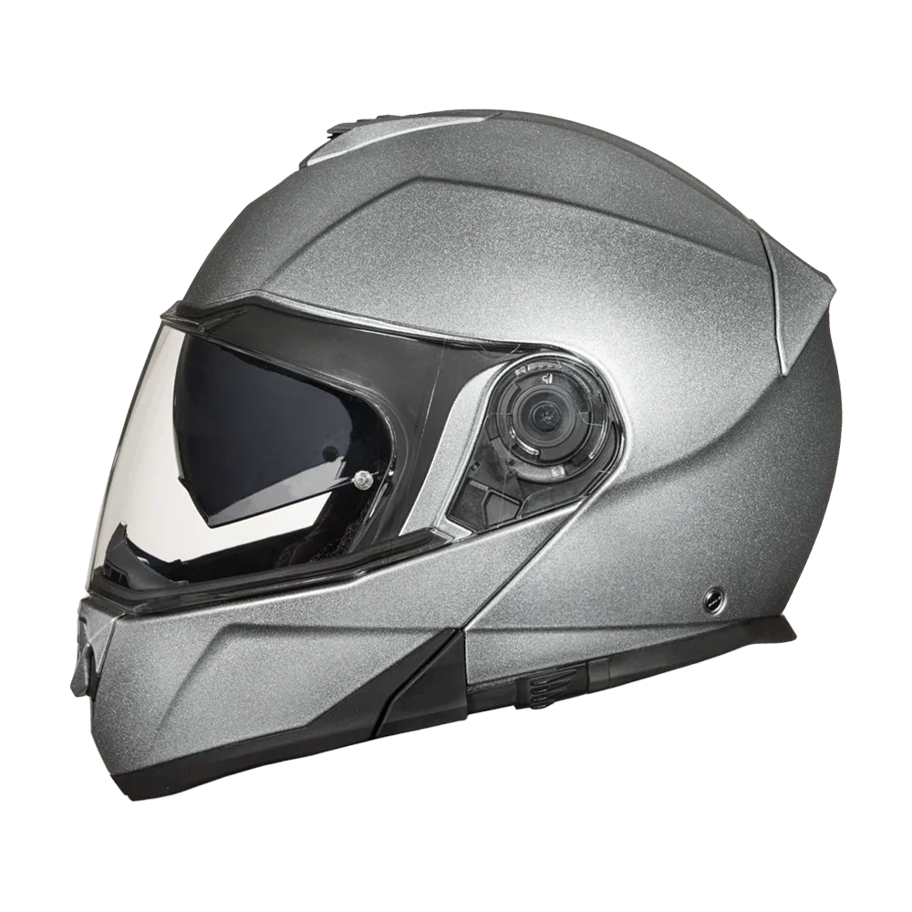 Daytona Helmets Daytona Glide Modular Motorcycle Helmet - DOT Approved, Bluetooth Ready, Dual Visor, Men/Women/Youth- Silver Metallic