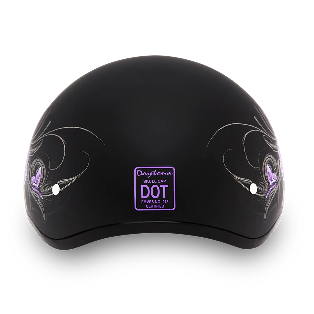 Daytona Helmets DOT Approved Daytona Motorcycle Half Face Helmet - Skull Cap Graphics for Men & Women, Scooters, ATVs, UTVs & Choppers - W/ Wild At Heart