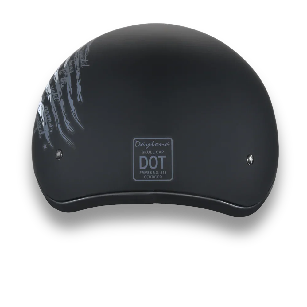 DOT Approved Daytona Motorcycle Half Face Helmet - Skull Cap Graphics for Men & Women, Scooters, ATVs, UTVs & Choppers - W/ 2nd Amendment