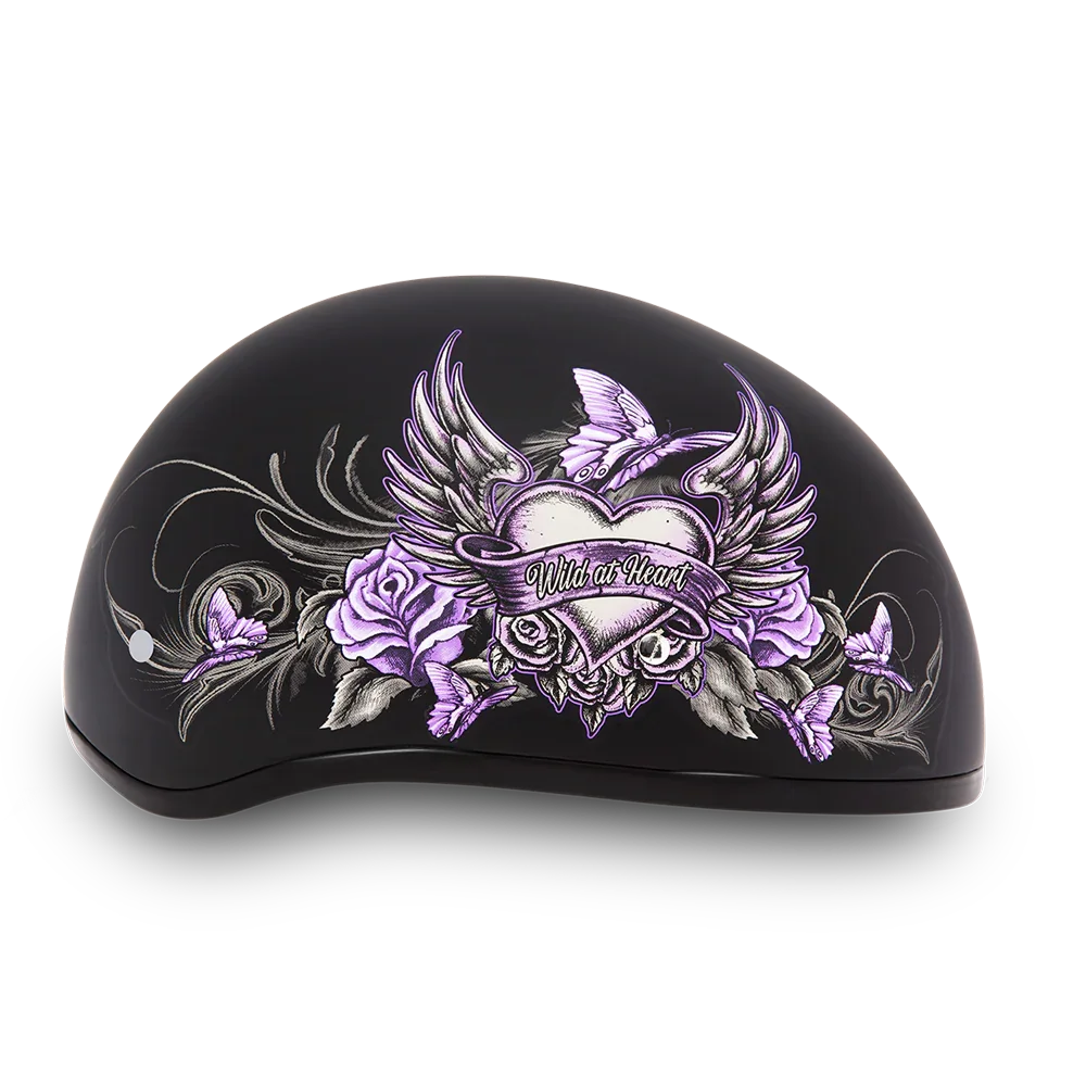Daytona Helmets DOT Approved Daytona Motorcycle Half Face Helmet - Skull Cap Graphics for Men & Women, Scooters, ATVs, UTVs & Choppers - W/ Wild At Heart