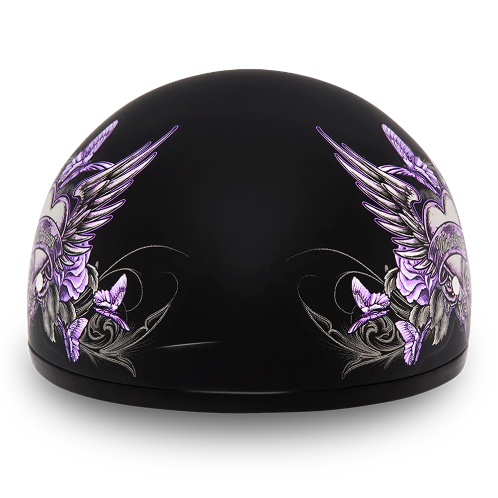 Daytona Helmets DOT Approved Daytona Motorcycle Half Face Helmet - Skull Cap Graphics for Men & Women, Scooters, ATVs, UTVs & Choppers - W/ Wild At Heart