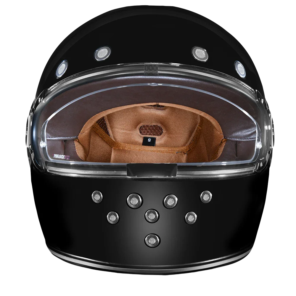 Daytona Helmets DOT Daytona Retro Full Face Motorcycle Helmet: Vintage Style for Men, Women, & Youth - Hi-Gloss Black w/ Chrome Accents