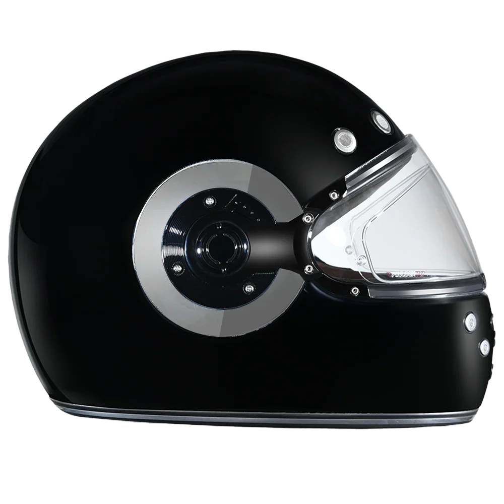 Daytona Helmets DOT Daytona Retro Full Face Motorcycle Helmet: Vintage Style for Men, Women, & Youth - Hi-Gloss Black w/ Chrome Accents