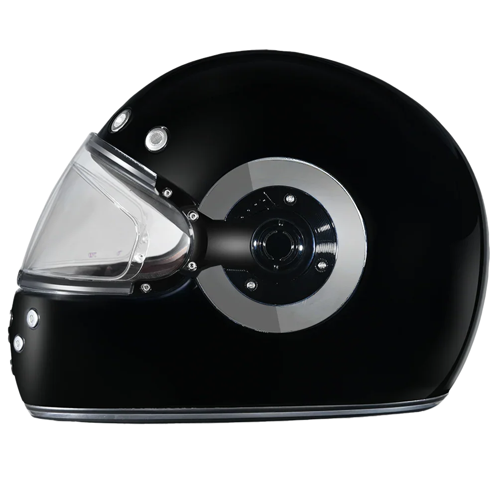 Daytona Helmets DOT Daytona Retro Full Face Motorcycle Helmet: Vintage Style for Men, Women, & Youth - Hi-Gloss Black w/ Chrome Accents