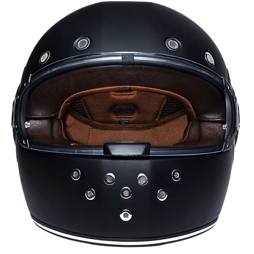 Daytona Retro Full Face Helmet – Dull Black W/ Dull Black