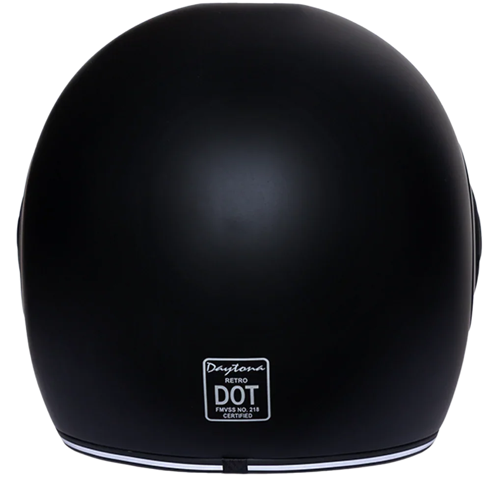 Daytona Helmets DOT Daytona Retro Full Face Motorcycle Helmet: Vintage Style for Men, Women, & Youth - Dull Black W/ Dull Black Accents