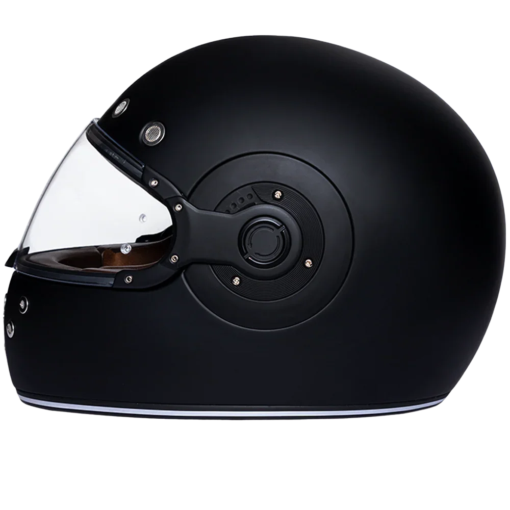 Daytona Helmets DOT Daytona Retro Full Face Motorcycle Helmet: Vintage Style for Men, Women, & Youth - Dull Black W/ Dull Black Accents