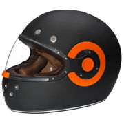 Daytona Helmets DOT Daytona Retro Full Face Motorcycle Helmet: Vintage Style for Men, Women, & Youth - Dull Black W/ Orange Accents