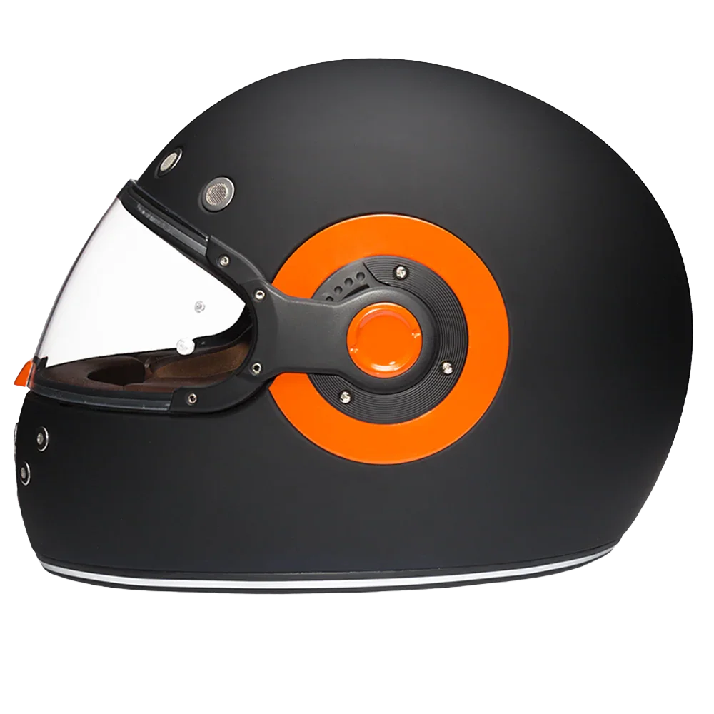 Daytona Helmets DOT Daytona Retro Full Face Motorcycle Helmet: Vintage Style for Men, Women, & Youth - Dull Black W/ Orange Accents