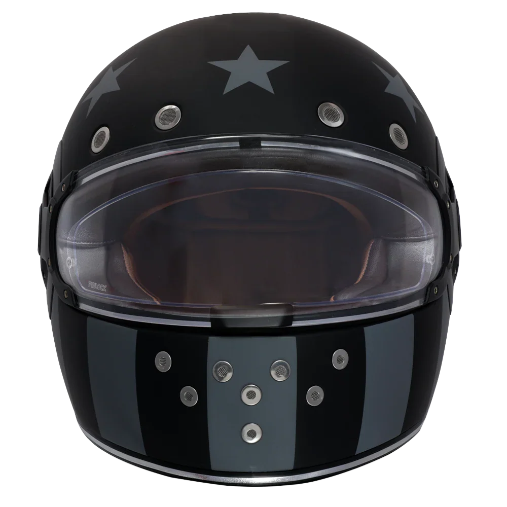 Daytona Helmets DOT Daytona Retro Full Face Motorcycle Helmet: Vintage Style for Men, Women, & Youth - W/ Captain America Stealth