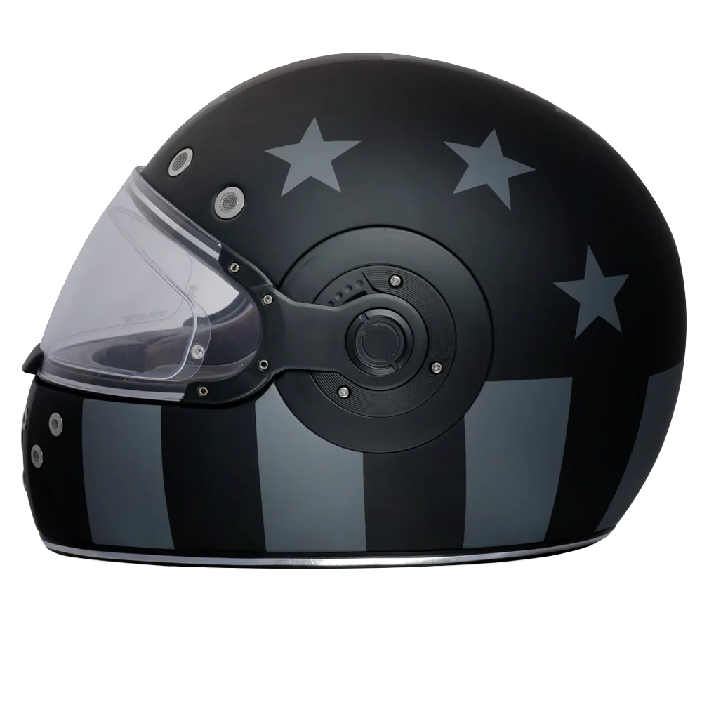 Daytona Helmets DOT Daytona Retro Full Face Motorcycle Helmet: Vintage Style for Men, Women, & Youth - W/ Captain America Stealth