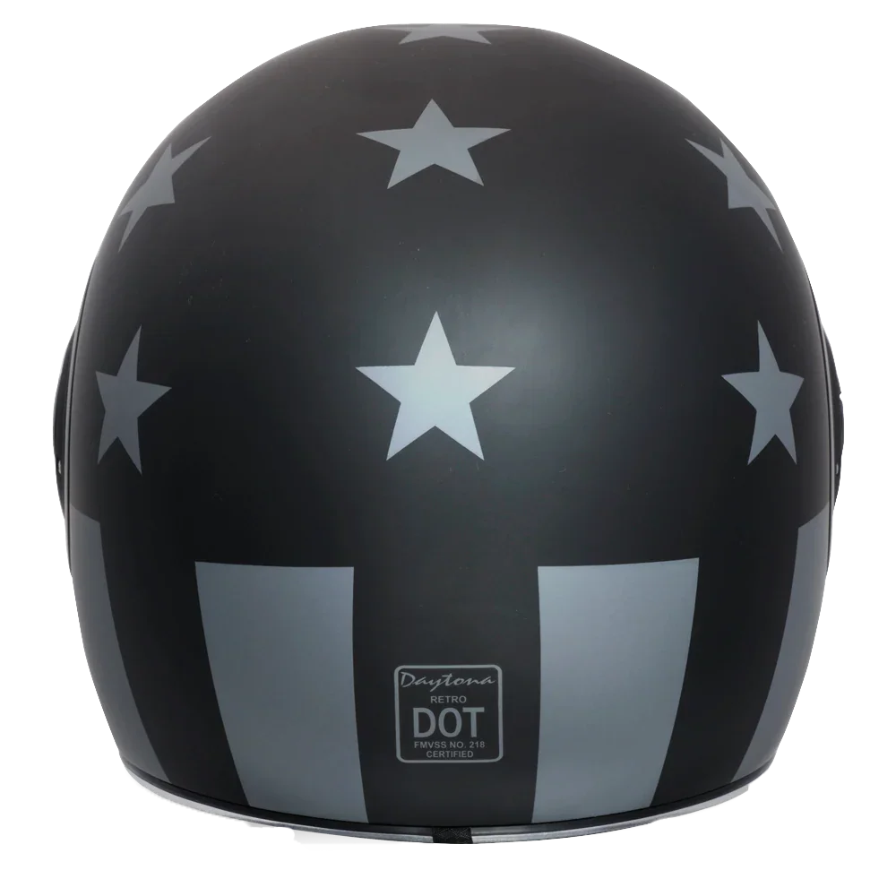 Daytona Helmets DOT Daytona Retro Full Face Motorcycle Helmet: Vintage Style for Men, Women, & Youth - W/ Captain America Stealth