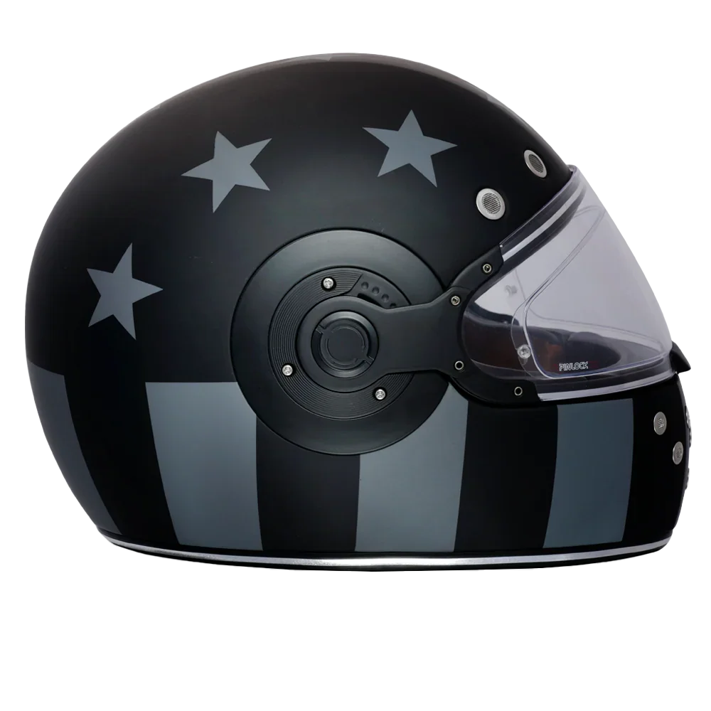 Daytona Helmets DOT Daytona Retro Full Face Motorcycle Helmet: Vintage Style for Men, Women, & Youth - W/ Captain America Stealth