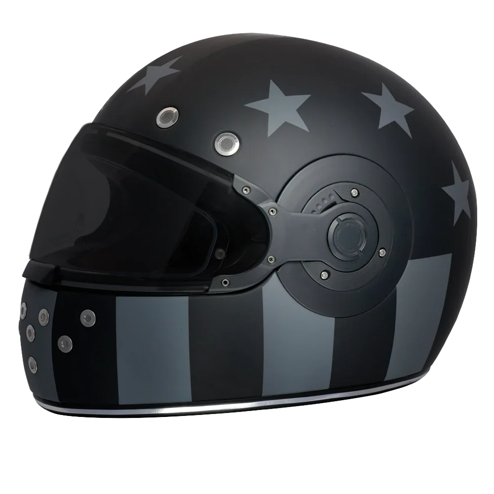 Daytona Helmets DOT Daytona Retro Full Face Motorcycle Helmet: Vintage Style for Men, Women, & Youth - W/ Captain America Stealth