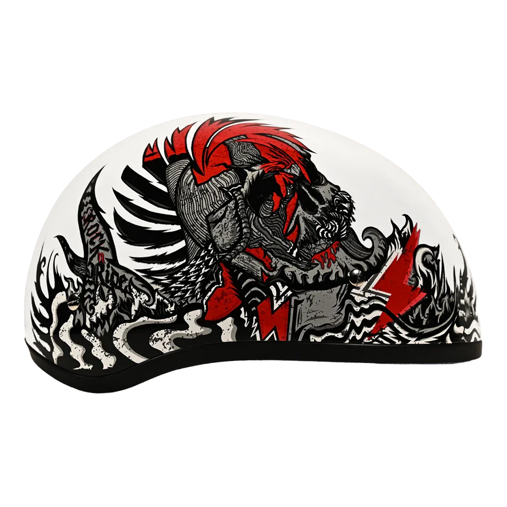 Daytona Helmets DOT Approved Daytona Motorcycle Half Face Helmet - Skull Cap Graphics for Men & Women, Scooters, ATVs, UTVs & Choppers - W/ Rockin' Reaper